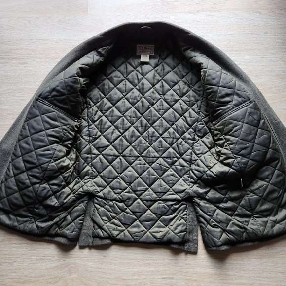 L.L.Bean Tweed Herringbone Wool Quilted-Thinsulated Sport Coat Brown Green - Picture 7 of 13